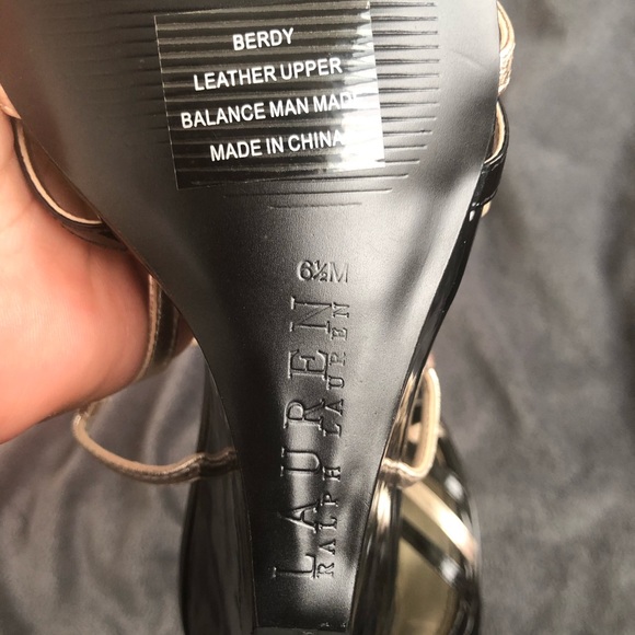 Lauren RL Black Gold Sandal Platform Shoes 6.5 37 - Picture 12 of 14